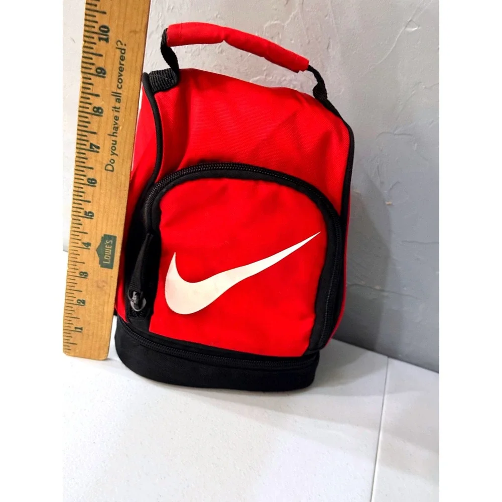 Nike Insulated Lunch Bag Red Black Swoosh Logo Dual Compartment 2546-U10